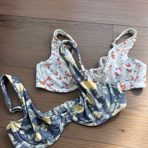 Abercrombie & Fitch White and Orange Bikini Top